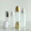 Botella Spray de Vidrio Esmerilado, Botella Dosificadora de Loción a Presión, Tónico Portátil, Botella Cosmética, Set de Productos para el Cuidado de la Piel