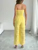 2026 Nuevo Estilo de Verano Europeo y Americano de Amazon Top Tubo sin Mangas Amarillo Transparente Fresco Dulce Pantalones de Pierna Recta para Mujer