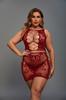 Ropa Interior Sexy de Talla Grande Transfronteriza Europea y Americana, Talla Grande, Malla Calada, Sexy, Pasión, Pijama Rojo Perspectiva, Jumpsuit para Mujer