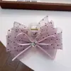 Grampo de Garra Grande com Laço de Bolinhas Super Fada Temperamento Versátil Simples para Penteado no Topo da Cabeça Grampo Tubarão Acessórios de Cabelo