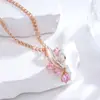 Collar de Encaje de Otoño Oro Rosa 585 Oro Púrpura Ruso Cadena Larga Desnuda Cadena para Clavícula de Lujo Accesible Joyería de Oro Rosa