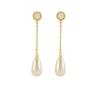 Pendientes de Acero de Titanio y Perla Europeos y Americanos Transfronterizos para Mujer, Pendientes Largos Elegantes, Pendientes de Acero Inoxidable 18K con Forma de Concha para Mujer