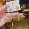 Pendientes largos con borlas y incrustaciones de diamantes en forma de rosa de Dongdaemun, Corea del Sur. Pendientes con cara delgada. Pendientes de celebridades de Internet.