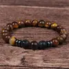 Especial Transfronterizo para Pulsera de Piedra Natural Ojo de Tigre Amarillo Volcánico Pulsera Retro para Hombre Pulsera Europea y Americana Traje de Círculo Único