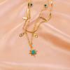 Collar de Turquesa de Acero Titanio con Oro de 18K Europeo y Americano de Doble Capa para Mujer Diseño Nicho Lujo Ligero Colgante de Estrella Cadena de Collar