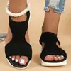 Sandalias de malla tejida tipo fly-knit de talla grande para mujer, nuevo lanzamiento de verano 2025, sandalias deportivas planas casuales versátiles y transpirables
