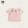 Ropa infantil Yingsibao verano nuevo cuello de encaje fino camiseta infantil manga corta para niñas mayores