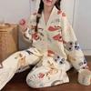 Pijama de ojos grandes para mujer, Primavera y Otoño de manga larga 2025 Nuevo Otoño e Invierno Lindo Conjunto de Ropa para Casa Que Se Puede Usar Afuera
