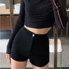 Super Shorts de Denim Calientes de Tiro Bajo Americanos para Mujeres Y2K Verano Nuevos Ajustados Elásticos Aspecto Adelgazante Pantalones Cortos Calientes que se Ajustan a la Cadera Negros