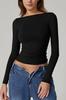 Cross-border europeu e americano feminino outono top sexy sem costas manga comprida camisa gola redonda camiseta spice girls slim-fit roupas femininas para sair