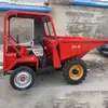Sitio de construcción camión volquete de cuatro ruedas delantero decoración camión de manejo y descarga de cemento gris pequeño de cuatro ruedas trampolín