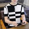Verão Ice Linen KniTTed ShorT-sleeved Homens Gola Redonda Pulôver Slim T-shirT Masculino Trendyy Coreano Style YouTh Ice Silk T-shirT