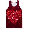 Comércio exterior transfronteiriço Europa e América Impressão digital 3D Dia dos Namorados Amor Colete masculino com gola redonda Camisa esportiva solta sem mangas