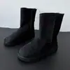 Botas de Neve Femininas Versáteis Slip-On de Camurça, Nova Moda Outono/Inverno 2026, Tamanho Grande, Cor Sólida, Antiderrapante, Quentes