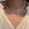 Colar de Pérolas Junxie Shijia para Bebê 2mm Alto Padrão Redondo Pequeno Arroz Levemente Luxuoso Colar 14K Joia Versátil para Mulheres