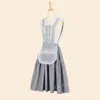 Delantal de Encaje Vintage Estilo Francés para Mujer, Falda con Tirantes para Cocina y Hogar, Elegante y Dulce con Bordes Fruncidos y Patchwork de Encaje en Marrón
