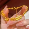Pulsera de Calabaza Láser Arena Dorada de Alta Retención de Color Tienda de Oro Mismo Estilo Pulsera de Mariposa Brillante Pulsera de Trébol de Cuatro Hojas Exquisita de Nicho
