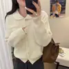 Cardigan de Tricô Casual Estilo Vermelho Espessado Gola Reversível de Botão Único para Mulheres, Peça Interna Espessada de Inverno Redutora de Idade Top Camada Base