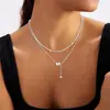 Colar Longo Lariat Simples Novo Transfronteiriço Europeu e Americano Moda Corrente de Clavícula de Cobre Colar Pingente em Y Colar com Contas