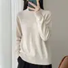 Cross2026 Otoño/Invierno Nuevo Suéter de Punto de Cuello Medio Alto de Manga Larga para Mujer Color Sólido Lentejuela de Perlas Taladro Caliente Jersey Camisa Base Superior