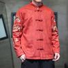 Outono e Inverno 2024 Novo Cruzamento Masculino Dragão Chinês Casaco Tang Retrô Tamanho Grande Moda Masculina Fivela Casaco Tang