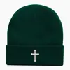Gorro de Punto Cruz Bordado de Moda Trendy Europeo y Americano Gorro de Lana para Deportes al Aire Libre Gorro Cálido para Ciclismo Gorro para Clima Frío