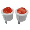 Interruptor tipo barco KCD1 interruptor basculante redondo branco com luz vermelha três pinos dois engrenagens furo 20mm redondo completo