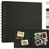 Álbum de Fotos Capa Dura Kraft 8 polegadas 40 páginas Espiral Livre Scrapbook Presente DIY Lembrança Álbum de Cartões Cartão Preto