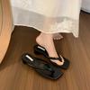 Chanclas plateadas de tacón grueso para mujer, verano 2025, nueva moda, estilo francés, sandalias pequeñas, chanclas