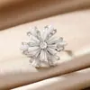 Anillo de Copo de Nieve Giratorio de Zirconia Exquisito de Doble Capa Nicho Dulce de Gama Alta Abierto de Moda Pequeño Fresco Versátil para Mujeres