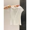 Camiseta Blanca de Manga Corta con Cinta Estilo Francés para Mujer, Diseño de Verano con Mangas Volantes Pequeñas, Top Favorecedor para Capas Interiores, Blusa Elegante