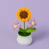 Flores Artificiais de Lã Girassol em Vaso Lírio-do-Vale Não-Me-Esqueças Tulipa Enfeites Dia dos Namorados Festival da Primavera