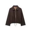 Comercio Exterior Transfronterizo 2026 Estilo Europeo y Americano Moda Casual Holgada Plisada Cremallera Chaqueta de Lana para Mujer A670166