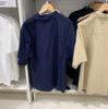 Dropshipping Xia Xin Hombres y Mujeres Parejas Colaboración Solapa Abierta de Botones Individuales Holgada Camisa de Manga Corta Y449635