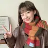 ¡Artículo de moda! Bufanda Larga Estrecha de Doble Raya para Mujer, Otoño e Invierno, Moderna, Versátil, Calentador de Cuello