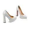 Tacones Altos Gruesos de Lentejuelas Cortos de 14 cm para Mujer 2026 Comercio Exterior Zapatos de Salón de Punta Fina Impermeables con Plataforma Zapatos de Fiesta