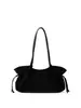 Bolso tote de ante plisado con cordón estilo retro, bolso de mano casual de alta gama para el trabajo, bolso de hombro para mujer de gran capacidad