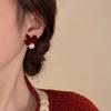 Pendientes de terciopelo con lazo y perlas para mujer, nuevos y modernos, de alta gama, con un diseño especial y versátil.