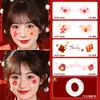 Pegatina de cara roja de Año Nuevo 2025 para niños y adultos, maquillaje ruborizado, tatuaje bonito, bendición de la fortuna