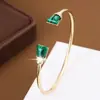 Pulsera Anillo Abierto Geométrico Cuadrado de Circonita Diaria, Pulsera Fina de Cobre Puro Versátil y de Moda Joyería al por Mayor