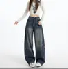 Novedad Primavera 2026 Jeans de Mujer de Tiro Alto, Holgados de Pierna Ancha con Pedrería Estrellada, Pantalones Rectos Adelgazantes de Longitud Completa