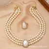 Conjunto de Collar y Anillo de Dos Piezas Estilo Palacio Retro con Perlas de Diamante y Perlas, Multicapa, para Damas que Asisten a Fiestas con Elegancia