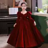 Vestido Rojo para Niña 2026 Nueva Temporada Performance de Piano Vestido de Princesa Infantil Disfraz de Anfitriona Pequeña Venta al por Mayor