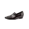 Zapatos Mocasines de Piel de Vaca Ocultos para Aumentar la Altura, Estilo Commuting, Otoño 2026, Tacón Medio, Punta Cuadrada, Piel Genuina, Corte Profundo para Mujer
