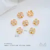 Contas espaçadoras de trevo de quatro folhas com coração de zircônia colorida, banhadas a ouro 14K sobre cobre, para acessórios de pulseira e colar de cristal e pérola DIY
