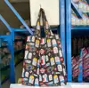 Bolsa de compras feminina de nylon, prática e portátil, para compras em lojas, supermercados, bolsa de ombro para compras, pode ser Vendida no Atacado