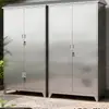 Gabinete de Almacenamiento Exterior a Prueba de Lluvia de Acero Inoxidable 304 para Herramientas de Limpieza, Patio, Jardín, Balcón, Resistente al Sol con Cerradura