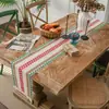 Camino de mesa nórdico simple y lujoso de algodón y lino con bloqueo de color y borlas, mantel largo para decoración de mesa de té festiva, venta al por mayor