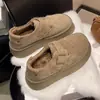 Mocasines de suela gruesa para mujer, botas de nieve forradas de felpa para otoño e invierno, zapatos de algodón, zapatos Birkenstock sin cordones de nuevo estilo 2026
