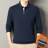 Camiseta de Manga Larga para Hombre de Otoño e Invierno con Diseño Falso de Dos Piezas, Hecha de Seda de Morera y Lana, con Cuello de Camisa, Top Básico Casual